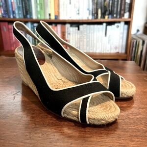 Louboutin Black Canvas Espadrille Slingback